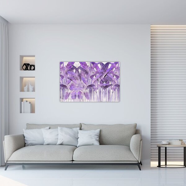Tablou - Frunze violet în tencuială (90x60 cm)
