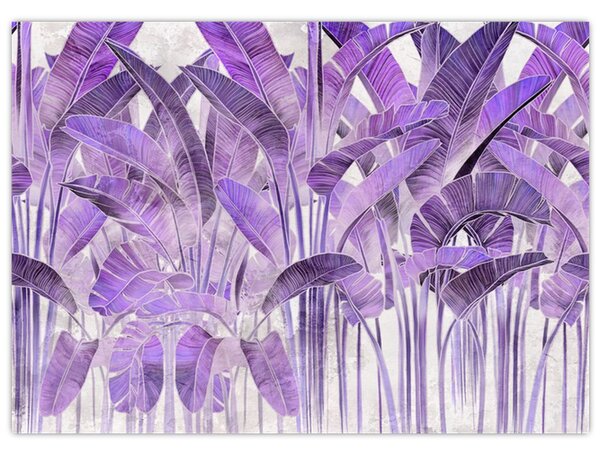 Tablou - Frunze violet în tencuială (70x50 cm)