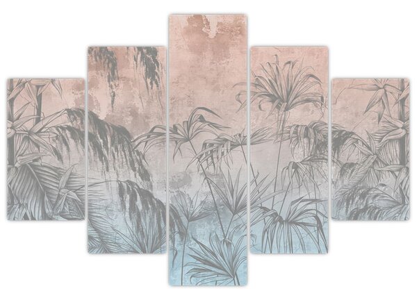 Tablou - Plante tropicale pe perete (150x105 cm)