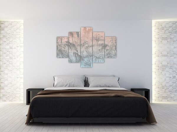 Tablou - Plante tropicale pe perete (150x105 cm)