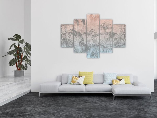 Tablou - Plante tropicale pe perete (150x105 cm)