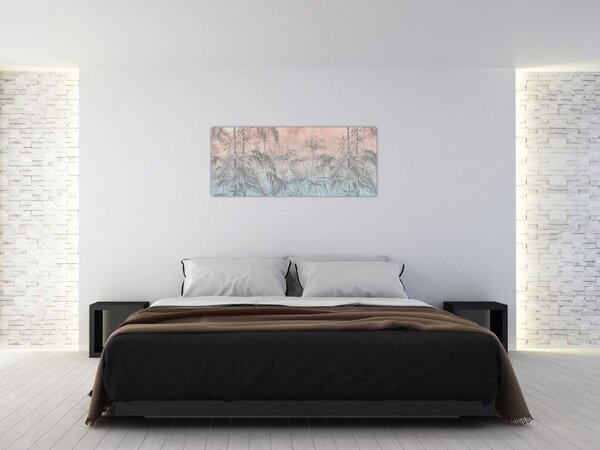 Tablou - Plante tropicale pe perete (120x50 cm)