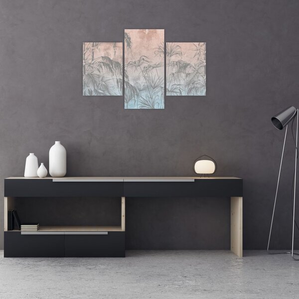Tablou - Plante tropicale pe perete (90x60 cm)