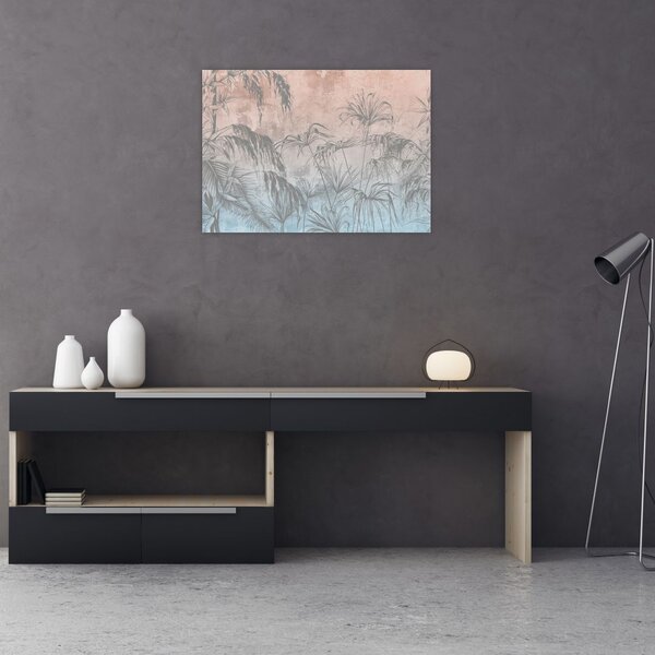 Tablou - Plante tropicale pe perete (70x50 cm)