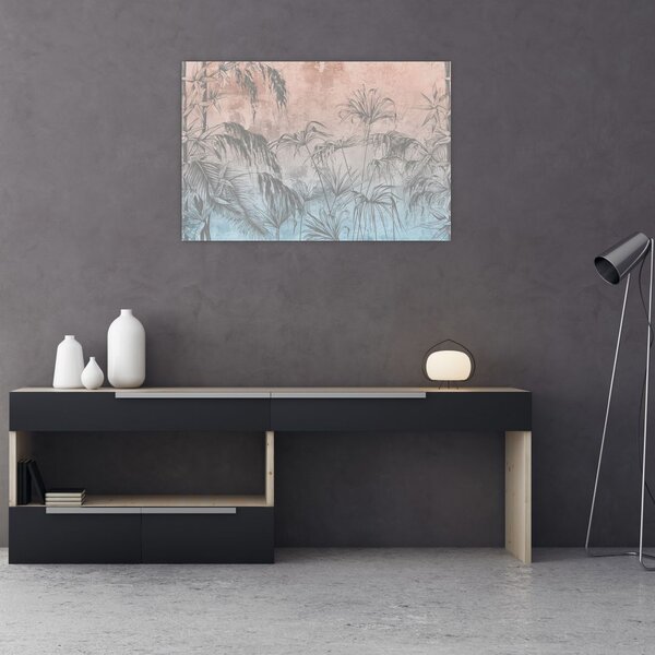 Tablou - Plante tropicale pe perete (90x60 cm)