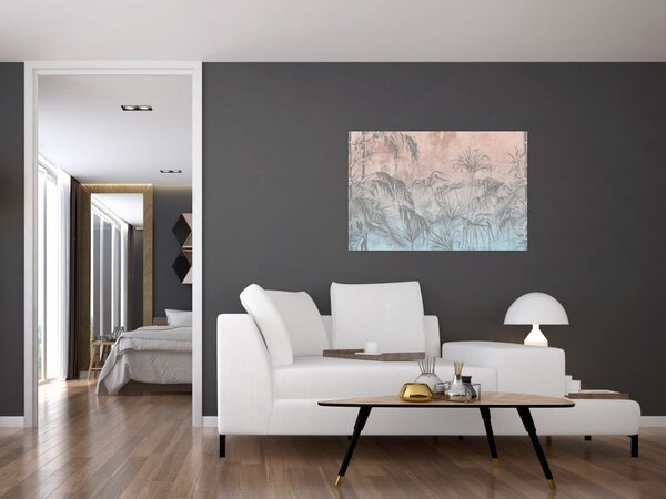 Tablou - Plante tropicale pe perete (90x60 cm)
