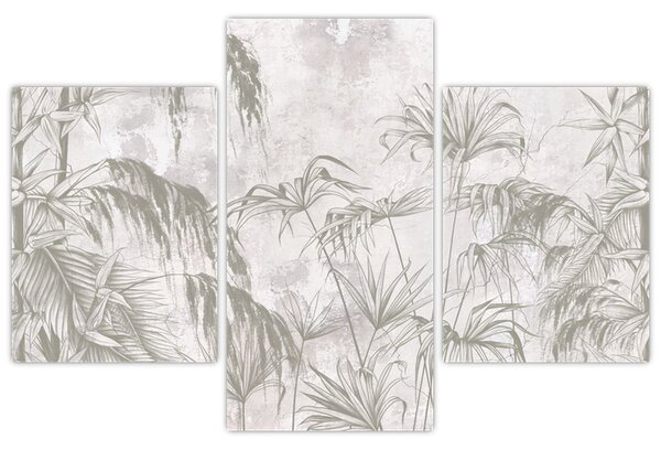 Tablou - Plante tropicale pe perete gri (90x60 cm)