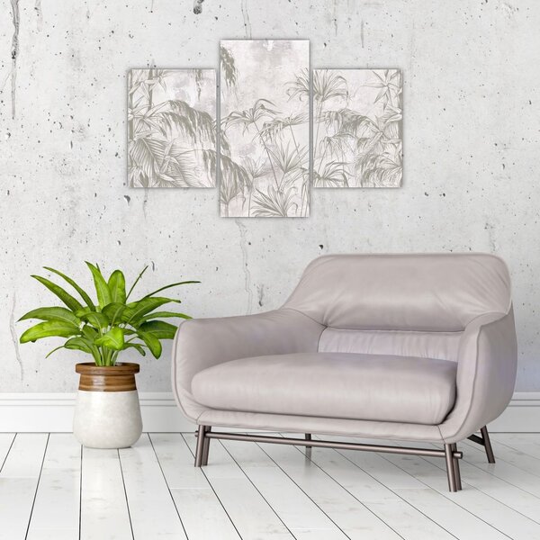 Tablou - Plante tropicale pe perete gri (90x60 cm)
