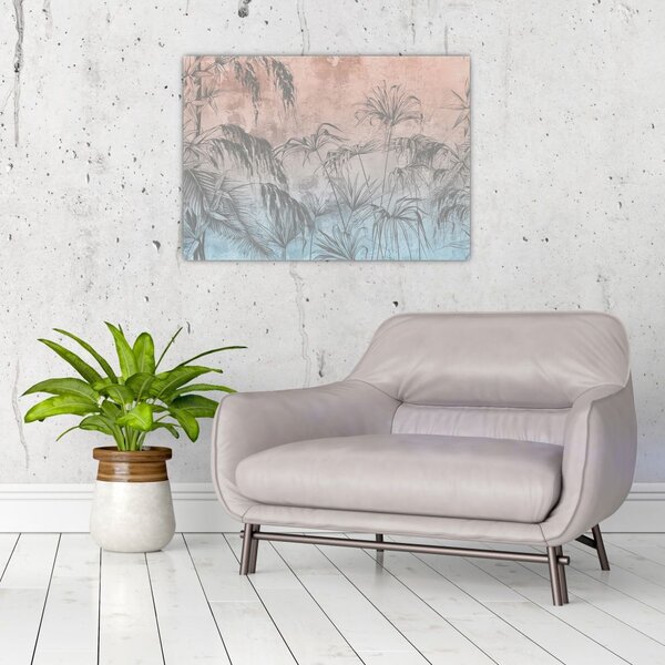 Tablou - Plante tropicale pe perete (70x50 cm)