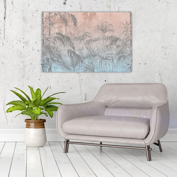 Tablou - Plante tropicale pe perete (90x60 cm)
