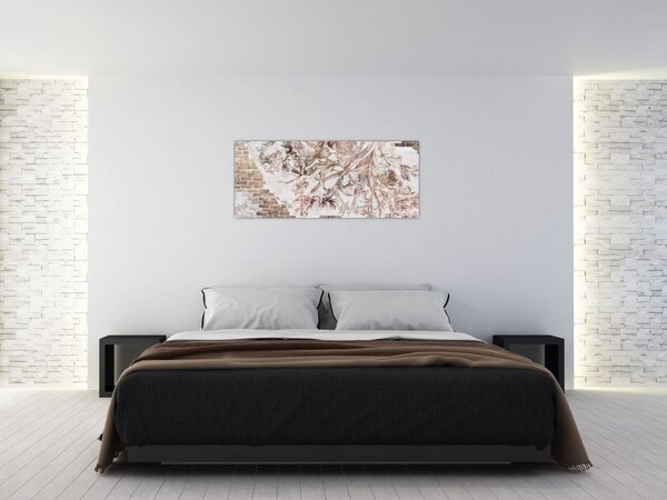 Tablou - Frescă florală pe un perete de cărămidă (120x50 cm)
