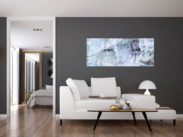 Tablou - Frescă florală pe un perete de cărămidă (120x50 cm)