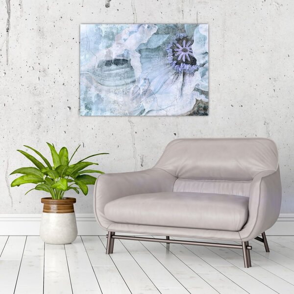 Tablou - Frescă florală pe un perete de cărămidă (70x50 cm)