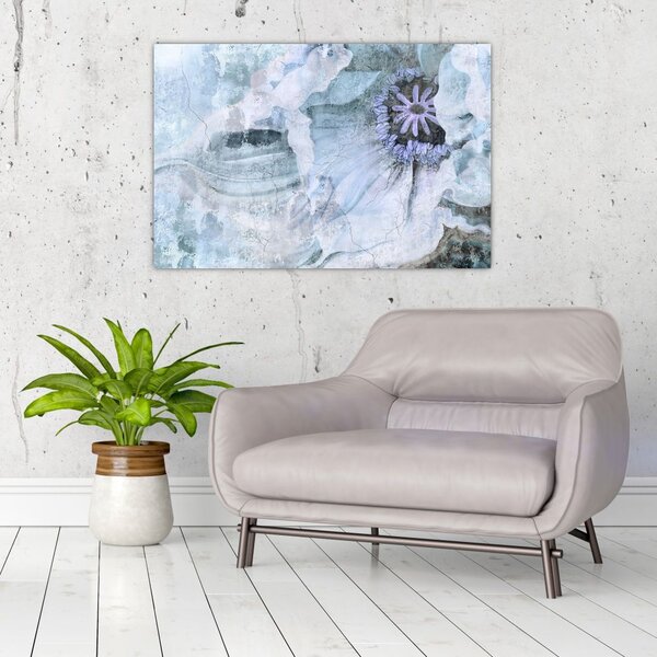 Tablou - Frescă florală pe un perete de cărămidă (90x60 cm)