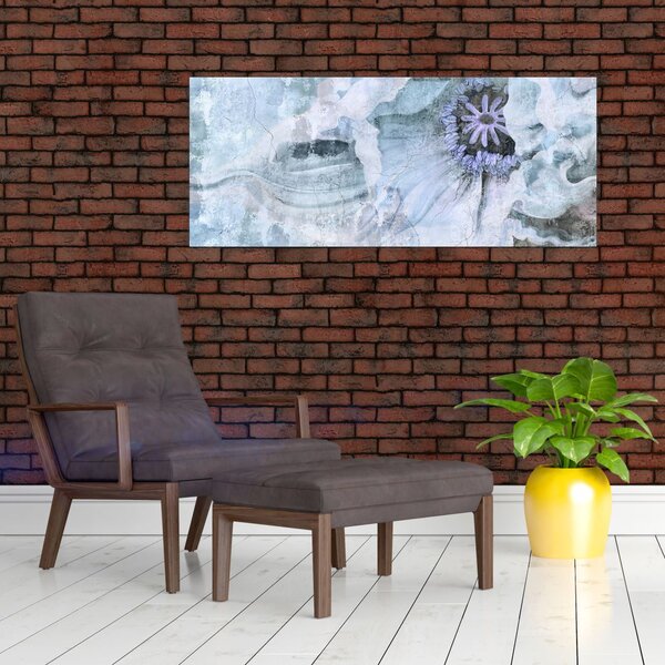 Tablou - Frescă florală pe un perete de cărămidă (120x50 cm)