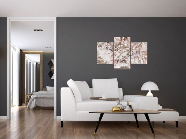 Tablou - Frescă florală pe un perete de cărămidă (90x60 cm)