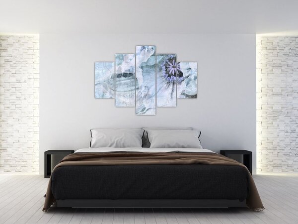 Tablou - Frescă florală pe un perete de cărămidă (150x105 cm)