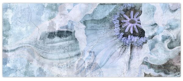 Tablou - Frescă florală pe un perete de cărămidă (120x50 cm)