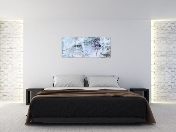 Tablou - Frescă florală pe un perete de cărămidă (120x50 cm)