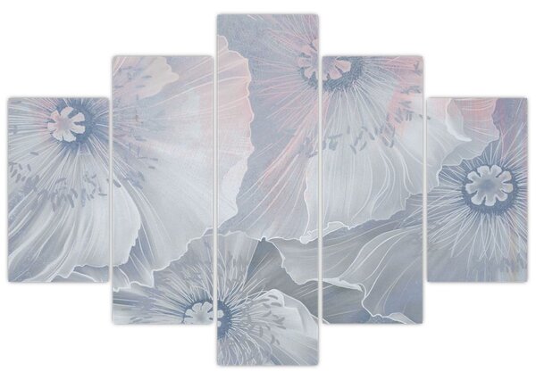 Tablou - Flori albastre pe perete (150x105 cm)