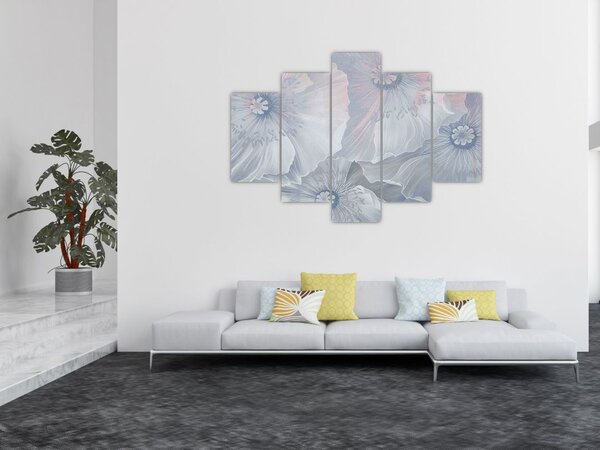 Tablou - Flori albastre pe perete (150x105 cm)