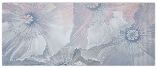 Tablou - Flori albastre pe perete (120x50 cm)