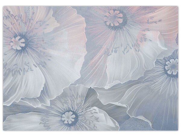 Tablou - Flori albastre pe perete (70x50 cm)