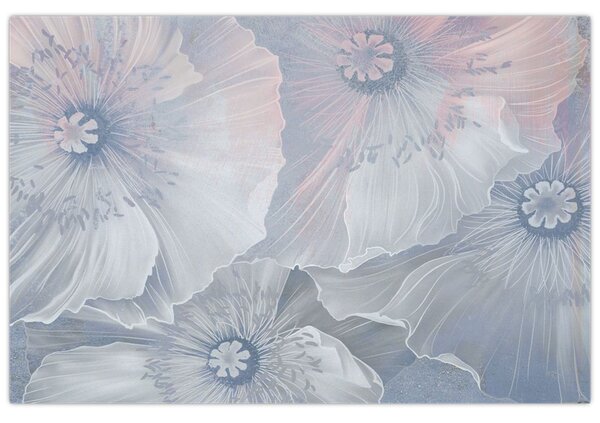 Tablou - Flori albastre pe perete (90x60 cm)