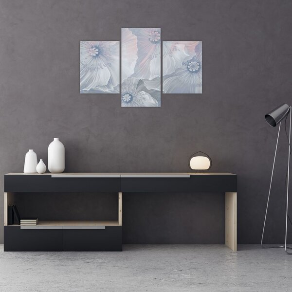 Tablou - Flori albastre pe perete (90x60 cm)