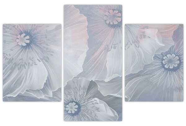 Tablou - Flori albastre pe perete (90x60 cm)