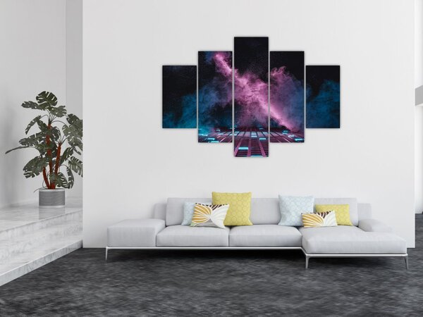 Tablou - Fum roz-albastru (150x105 cm)