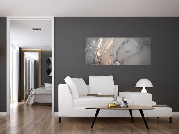 Tablou - Marmură gri-auriu (120x50 cm)