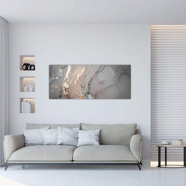 Tablou - Marmură gri-auriu (120x50 cm)