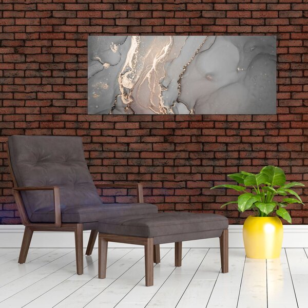 Tablou - Marmură gri-auriu (120x50 cm)
