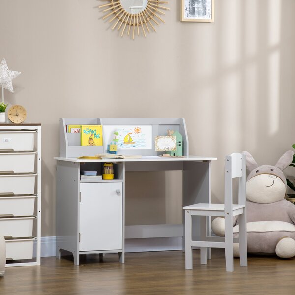 HOMCOM Set Masă și Scaune pentru Copii 5-8 Ani cu Spațiu de Depozitare, Tablă și Scaun, 90x45x85 cm, Roz | Aosom Romania