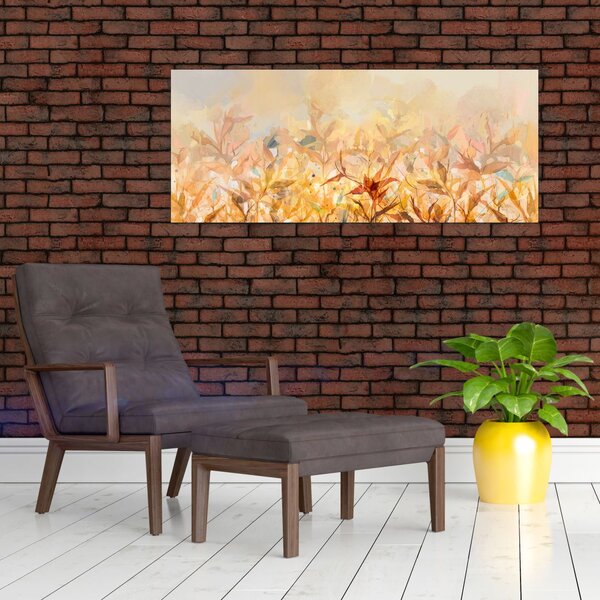 Tablou - Frunze în culori de toamnă, pictură în ulei (120x50 cm)