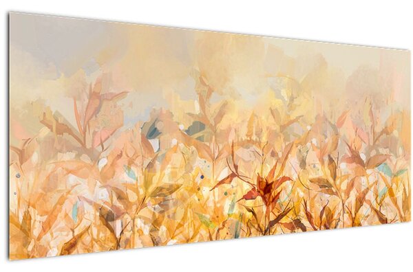 Tablou - Frunze în culori de toamnă, pictură în ulei (120x50 cm)