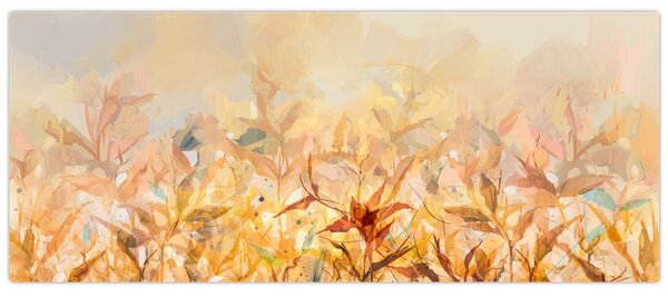 Tablou - Frunze în culori de toamnă, pictură în ulei (120x50 cm)