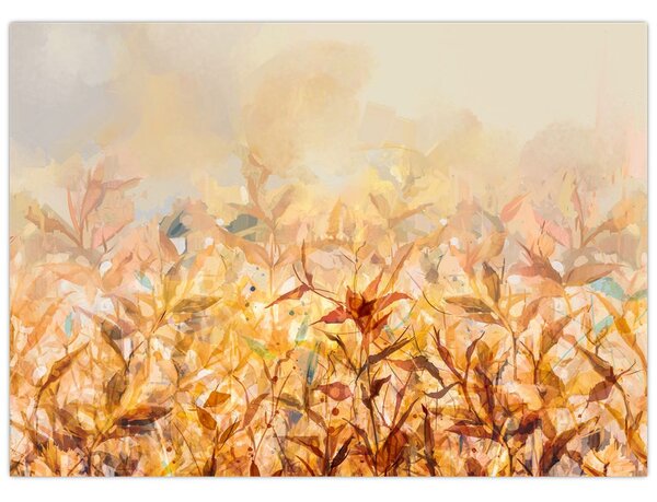 Tablou - Frunze în culori de toamnă, pictură în ulei (70x50 cm)