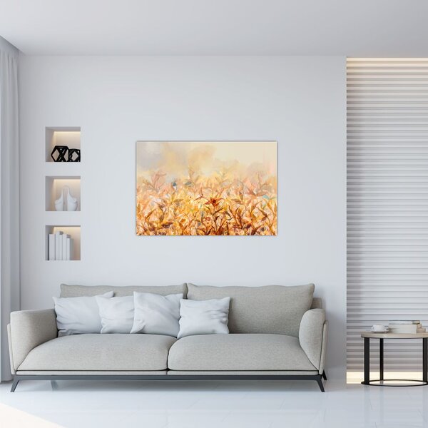 Tablou - Frunze în culori de toamnă, pictură în ulei (90x60 cm)