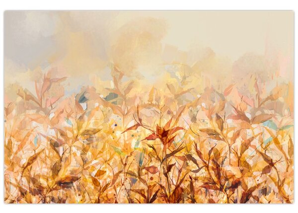 Tablou - Frunze în culori de toamnă, pictură în ulei (90x60 cm)