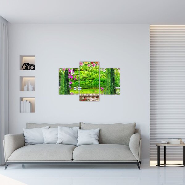 Tablou - Grădina magică cu lebede (90x60 cm)