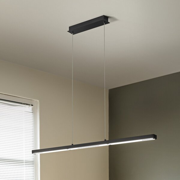 Fabas Luce Ling LED lumina pandantiv, negru, uplight și downlight, dimmable, reglabil, Negru, Camera de zi / sufragerie, Metal, Modern