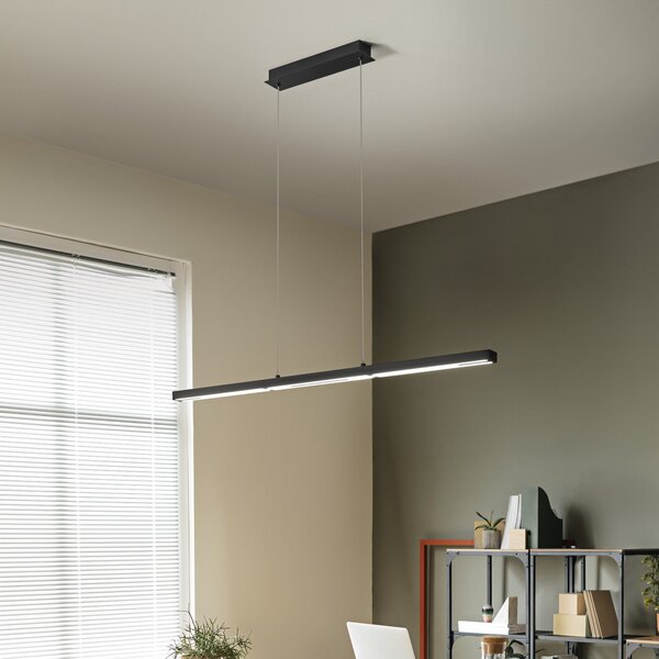 Fabas Luce Ling LED lumina pandantiv, negru, uplight și downlight, dimmable, reglabil, Negru, Camera de zi / sufragerie, Metal, Modern