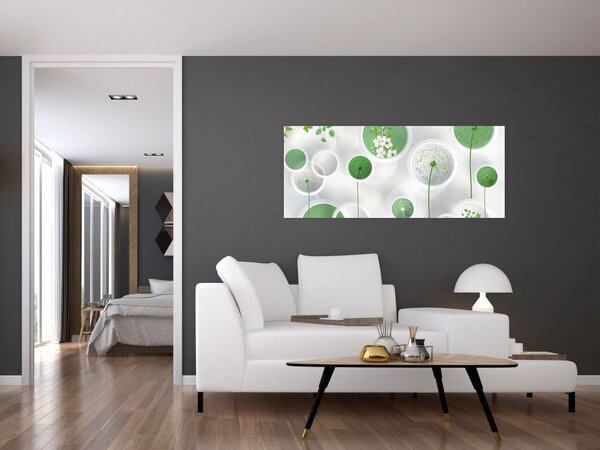 Tablou - Flori în cercuri (120x50 cm)