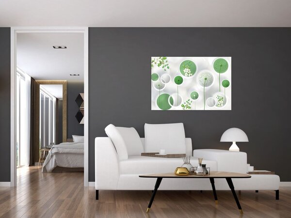 Tablou - Flori în cercuri (90x60 cm)