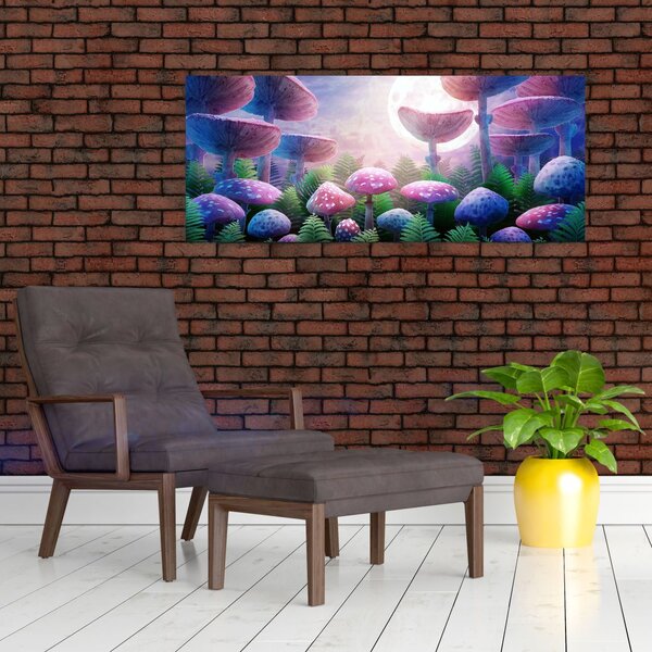 Tablou - Ciuperci sub lună plină (120x50 cm)