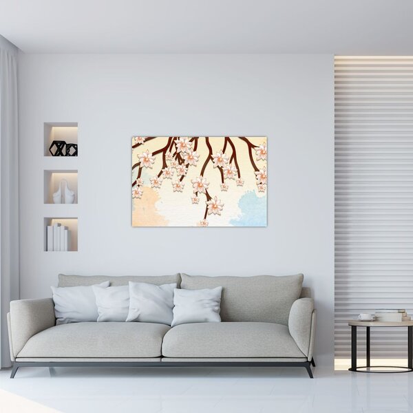 Tablou - Flori colorate pe ramuri (90x60 cm)
