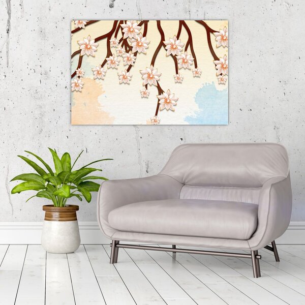 Tablou - Flori colorate pe ramuri (90x60 cm)