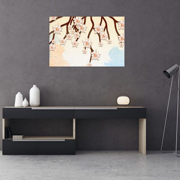 Tablou - Flori colorate pe ramuri (90x60 cm)